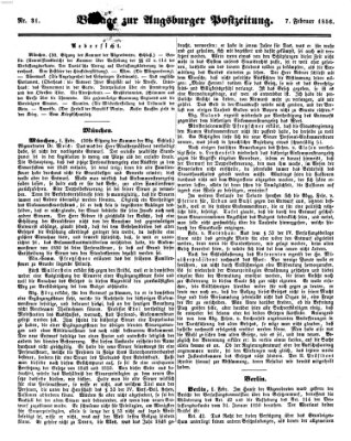 Augsburger Postzeitung Donnerstag 7. Februar 1856