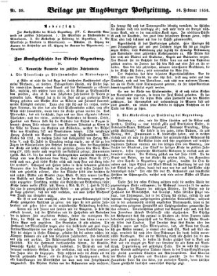 Augsburger Postzeitung Samstag 16. Februar 1856