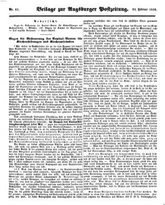 Augsburger Postzeitung Samstag 23. Februar 1856