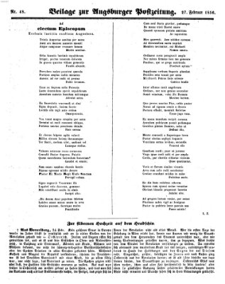 Augsburger Postzeitung Mittwoch 27. Februar 1856