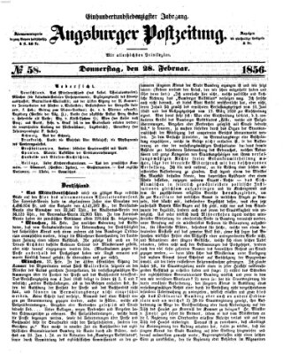 Augsburger Postzeitung Donnerstag 28. Februar 1856