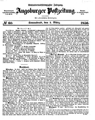 Augsburger Postzeitung Samstag 1. März 1856