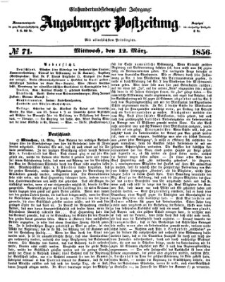 Augsburger Postzeitung Mittwoch 12. März 1856