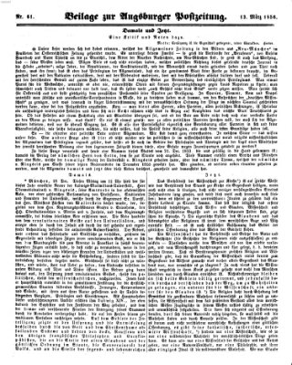 Augsburger Postzeitung Donnerstag 13. März 1856