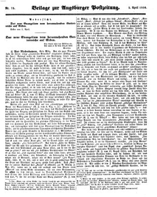 Augsburger Postzeitung Mittwoch 2. April 1856