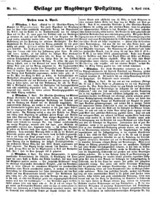 Augsburger Postzeitung Mittwoch 9. April 1856