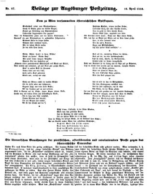 Augsburger Postzeitung Mittwoch 16. April 1856