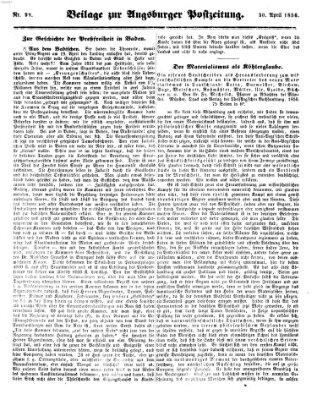 Augsburger Postzeitung Mittwoch 30. April 1856