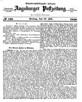 Augsburger Postzeitung Freitag 18. Juli 1856