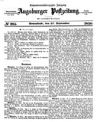 Augsburger Postzeitung Samstag 27. September 1856