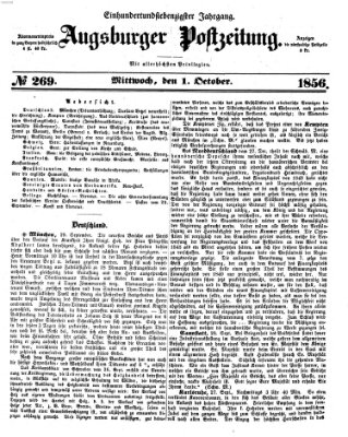 Augsburger Postzeitung Mittwoch 1. Oktober 1856