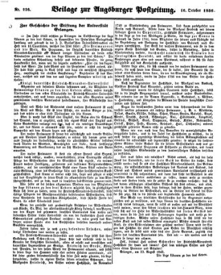 Augsburger Postzeitung Donnerstag 16. Oktober 1856