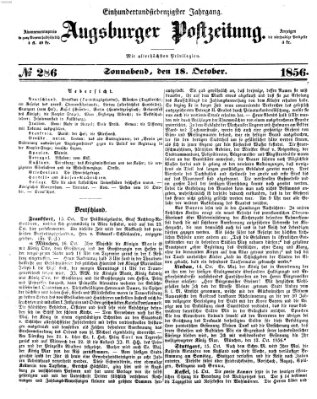 Augsburger Postzeitung Samstag 18. Oktober 1856