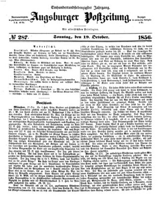 Augsburger Postzeitung Sonntag 19. Oktober 1856