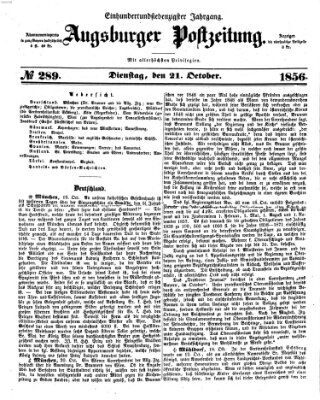 Augsburger Postzeitung Dienstag 21. Oktober 1856