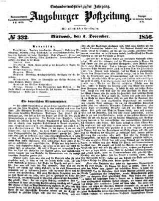 Augsburger Postzeitung Mittwoch 3. Dezember 1856