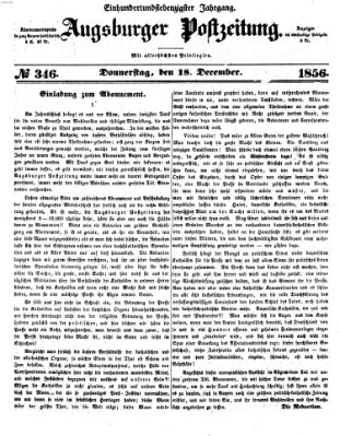 Augsburger Postzeitung Donnerstag 18. Dezember 1856