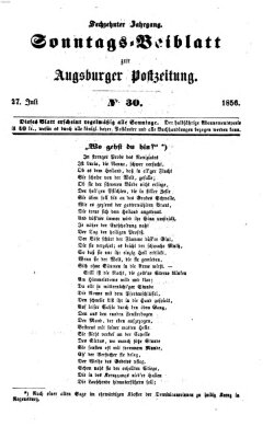 Augsburger Postzeitung. Sonntags-Beiblatt (Augsburger Postzeitung) Sonntag 27. Juli 1856