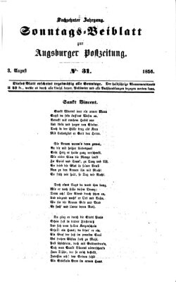 Augsburger Postzeitung. Sonntags-Beiblatt (Augsburger Postzeitung) Sonntag 3. August 1856