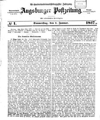 Augsburger Postzeitung Donnerstag 1. Januar 1857