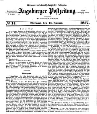 Augsburger Postzeitung Mittwoch 14. Januar 1857