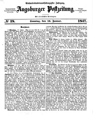 Augsburger Postzeitung Sonntag 18. Januar 1857