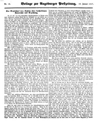 Augsburger Postzeitung Sonntag 18. Januar 1857