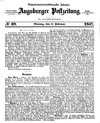 Augsburger Postzeitung Montag 9. Februar 1857