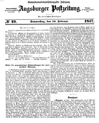 Augsburger Postzeitung Donnerstag 19. Februar 1857