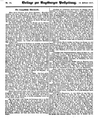 Augsburger Postzeitung Donnerstag 19. Februar 1857