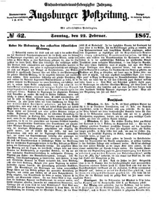 Augsburger Postzeitung Sonntag 22. Februar 1857