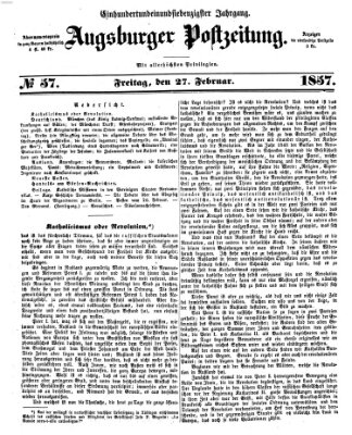 Augsburger Postzeitung Freitag 27. Februar 1857