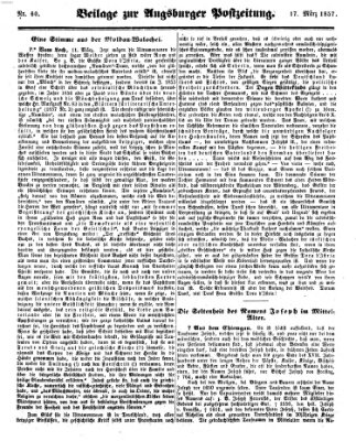 Augsburger Postzeitung Dienstag 17. März 1857