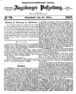 Augsburger Postzeitung Samstag 21. März 1857