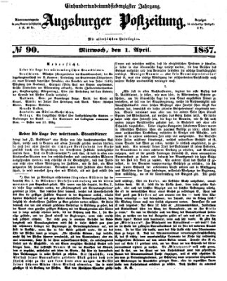 Augsburger Postzeitung Mittwoch 1. April 1857