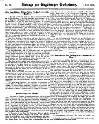 Augsburger Postzeitung Mittwoch 1. April 1857