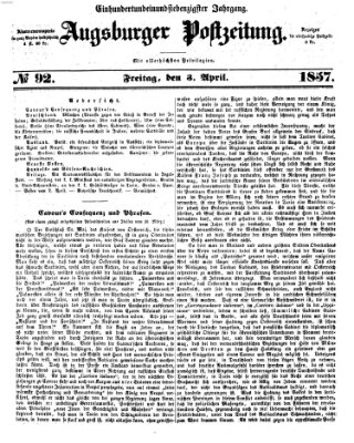 Augsburger Postzeitung Freitag 3. April 1857