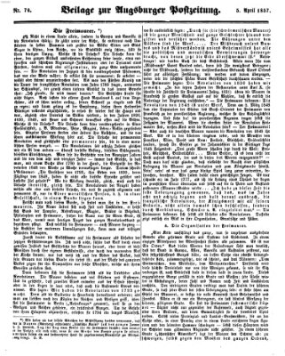 Augsburger Postzeitung Sonntag 5. April 1857