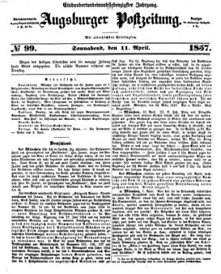 Augsburger Postzeitung Samstag 11. April 1857