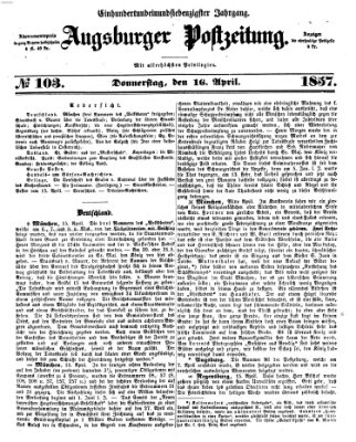 Augsburger Postzeitung Donnerstag 16. April 1857