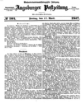 Augsburger Postzeitung Freitag 17. April 1857