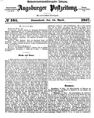 Augsburger Postzeitung Samstag 18. April 1857