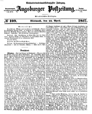 Augsburger Postzeitung Mittwoch 22. April 1857