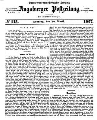 Augsburger Postzeitung Sonntag 26. April 1857