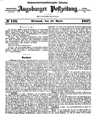 Augsburger Postzeitung Mittwoch 29. April 1857