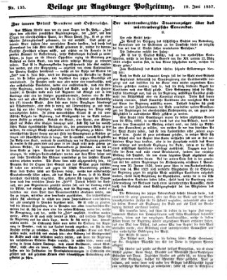 Augsburger Postzeitung Freitag 19. Juni 1857