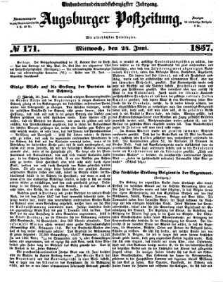 Augsburger Postzeitung Mittwoch 24. Juni 1857