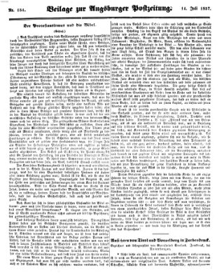 Augsburger Postzeitung Dienstag 14. Juli 1857