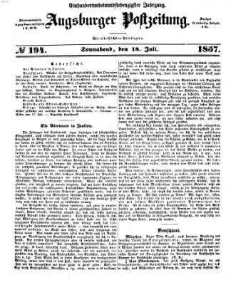 Augsburger Postzeitung Samstag 18. Juli 1857