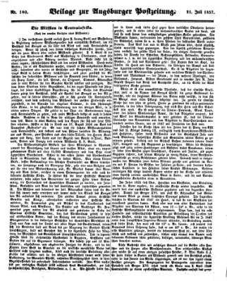 Augsburger Postzeitung Dienstag 21. Juli 1857